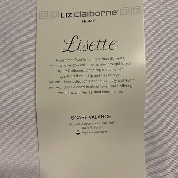 Liz Claiborne Lisette white scarf valance NEW in package - Picture 2 of 5